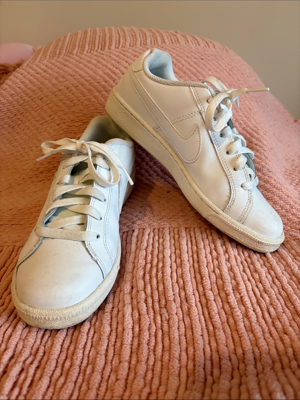 Nike Women’s White Leather Low-Top Sneakers with white Lining